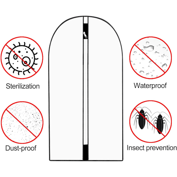 Klædtøjsovertræk 12-pak Transparent Støv- og Møllætæt, Beskyttelsesovertræk med Lynlås