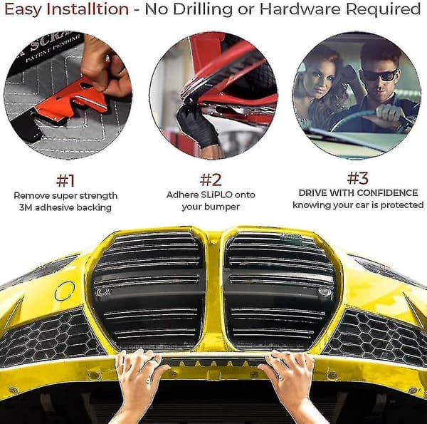 Sliplo Ultra Universal Front Bumper Scrape Guard Skid Plate Bumper Beskyttelse til sænkede biler, kulfiberdelere og eftermarkedslæber, et-FA-
