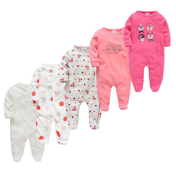 Våren Baby Pyjamas Jenter Gutter Jumpsuit 213 % Bomull Pustende Myk Jumpsuit Hvit 3-6M White