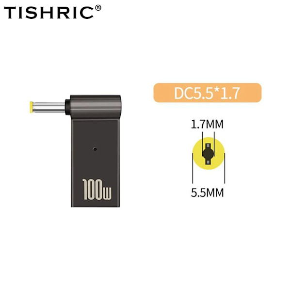 Adapter för bärbar dator PD 100W 5A USB Typ-C hona till likström hane för HP/Lenovo/DELL 5.5x1.7