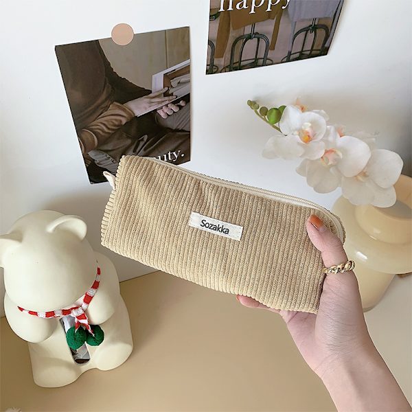 Enkelhet Retro pennfodral Enfärgad case Makeup Ba Apricot
