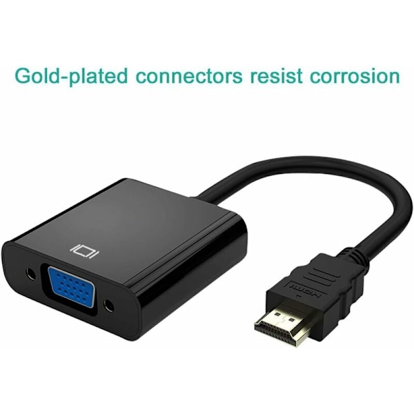 (Svart) HDMI till VGA, HDMI till VGA-adapter, Active 1080P HD Video C