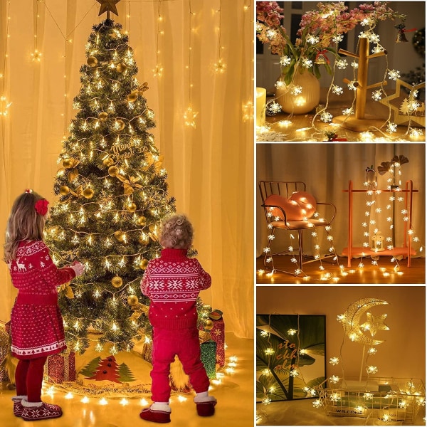 Jouluvalot, 6M 40LED Lumihiutalevalot USB ja Batte