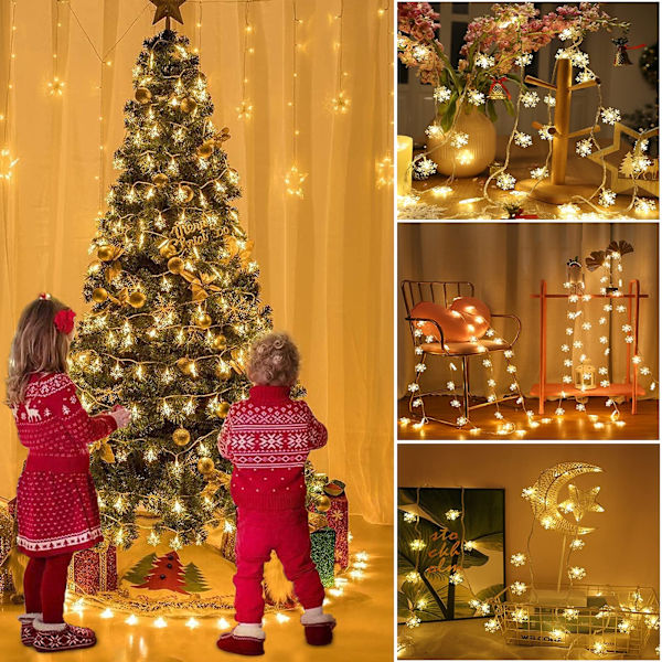 Streng af lys, 6M 40LED Jule Snefnug Lys USB og Batte