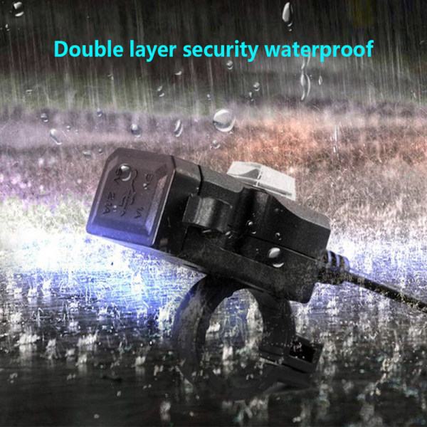 12V-80V Dubbel USB-port Vattentät Motorcykel Styre