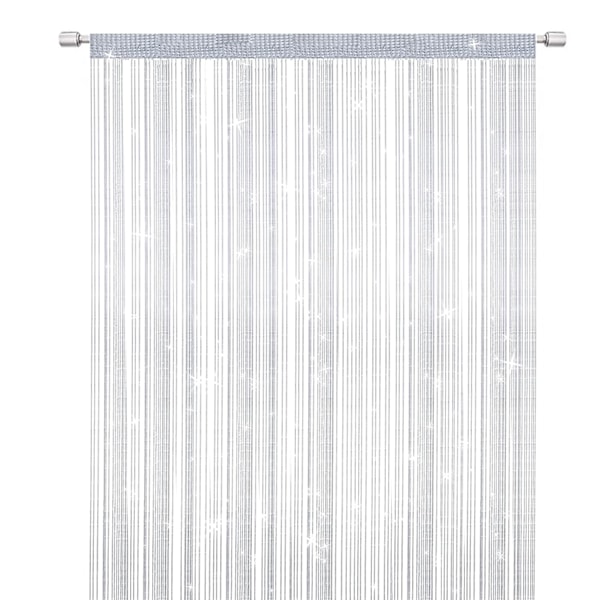 Strenggardiner Dörr Mygggardin, Elegant Divider Tofs Gardin for Hjemmeinnredning, Skillegardin for Dører og Vinduer, Hvit (100x200cm)