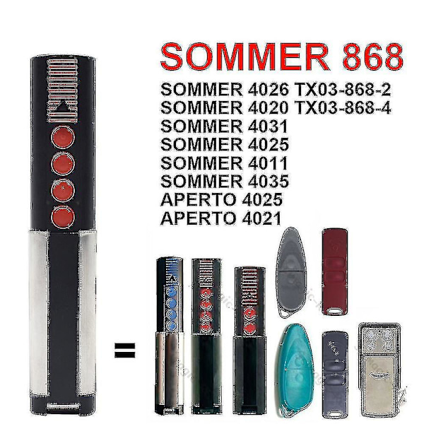 Sommer 4020 Tx03-868-4 4026 4031 Garageportfjärrkontroll 868mhz Rullande kod Handhållen sändare Aperto 4025 4021 Grindöppnare-sswyv-ZZY  (FMY)