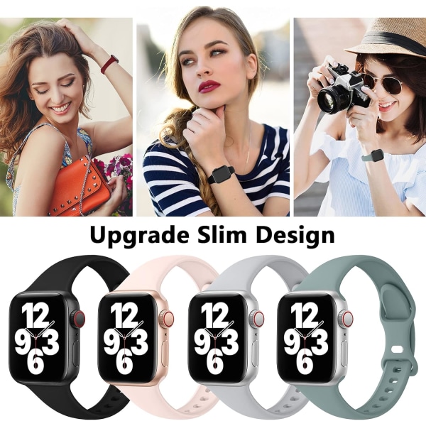 4 kappaleen ohut ranneke, yhteensopiva Apple Watch -rannekkeen kanssa 38 mm 40 mm