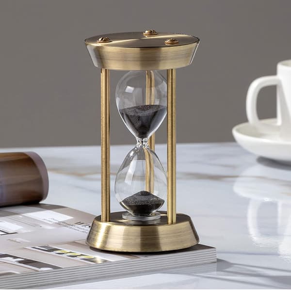 Timeglas i messing, sandur, timere 10 minutter, glas sandglas-FA-