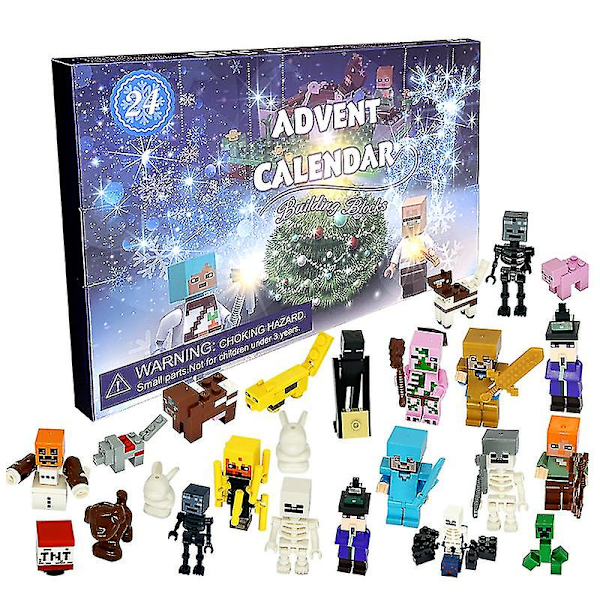 24 stk. Minecraft adventskalender, monteret byggesæt, legetøj, jul, halloween, legetøj, gave, minifigur, sæt, puslespil, gaver 24PCS