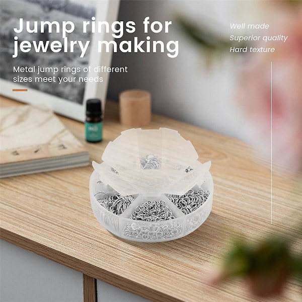 1390 stk. O-ring koblinger metall åpne hoppringer sett metall hoppringer for smykkelaging koblinger Sølv