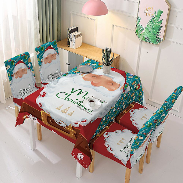 Nytt år God Jul bordsduk stolsöverdrag dekorationer Tomten Santa Claus Tablecloth 140X210cm