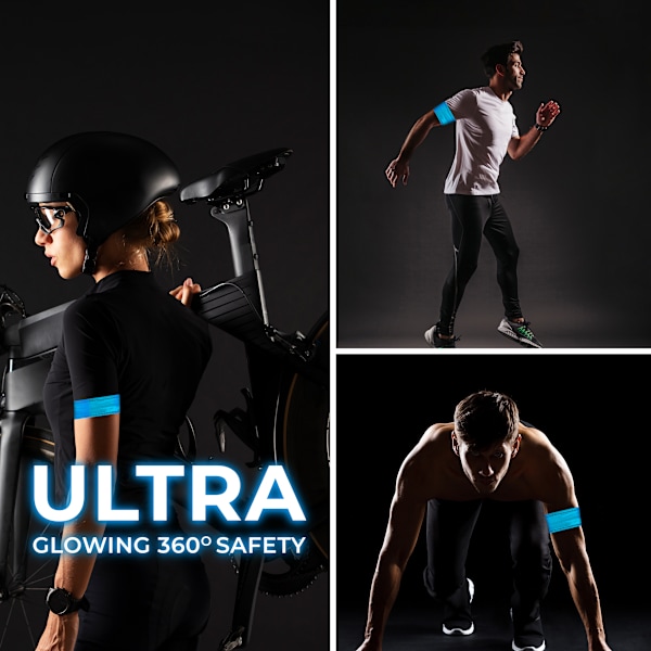 2-pack Uppladdningsbara LED-Armband – Hög Synlighet Löparljus Blå