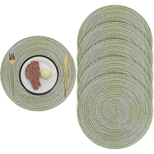 38 cm kudotut pyöreät 6 kpl pöytätabletit Lämpöeristys Liukumaton Pestävä Pöytäalunen Koti Häät Ravintola (vihreä)