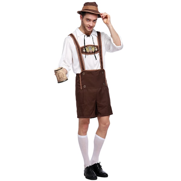 Ægte bayerske læderhosen - tyske Oktoberfest-shorts - ølkostume M