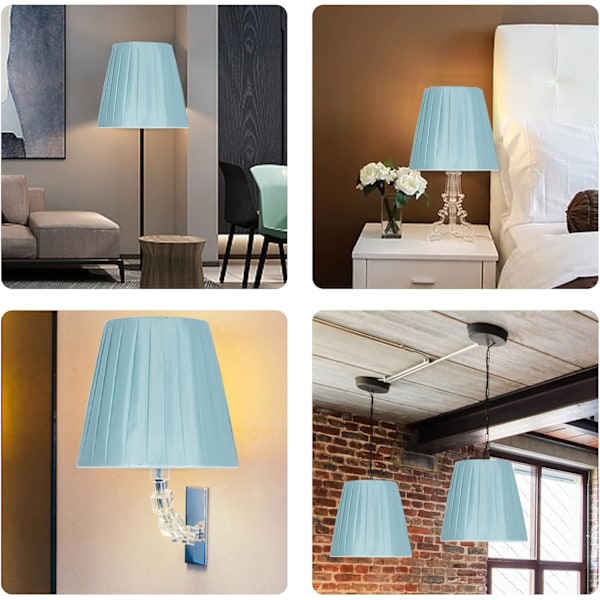 6-pak små lampeskærme i stof, lampeskærm til natbord, lysekrone (lyseblå) light blue