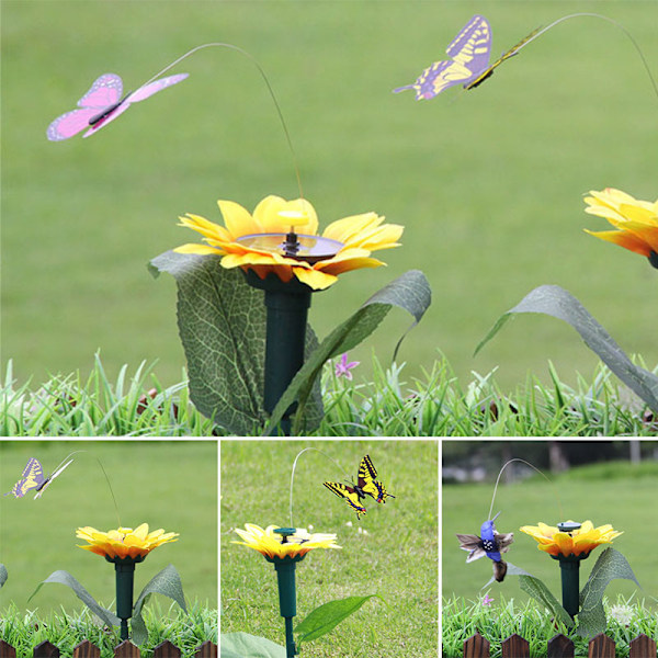 Soldriven Dansande Fjärilar Flygande Kolibri Trädgårdsväxter Blommor Stake Trädgård Gräsmatta Dekor Mix Färg Hummingbird Mix Color