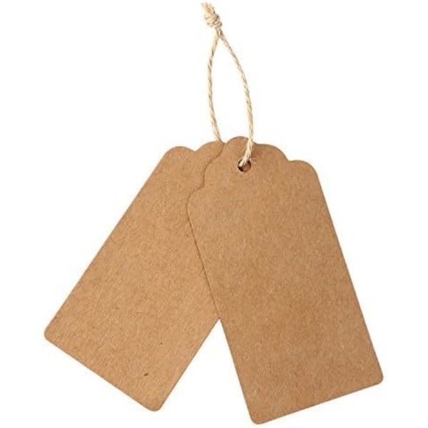 Gaveetiketter, 200 stk kraftpapir bryllupsetiketter, brun tråd