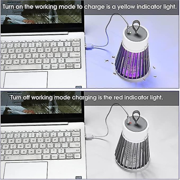 Wabjtam ladattava hyttys- ja kärpäsansalaitteiden sisävalaisin ripustuslenkillä Sähköinen tappotuotelamppu Kannettava USB-LED-ansa