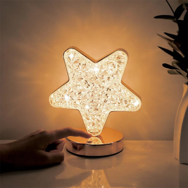 Månlampa, 3 färglägen Touch Lunar Lamp, Kristall Bordslampa för barn Flickrum Ramadan dekorationer Star
