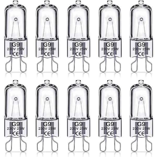 G9 halogenlamper 25W, 230V, 10 stk. 25W