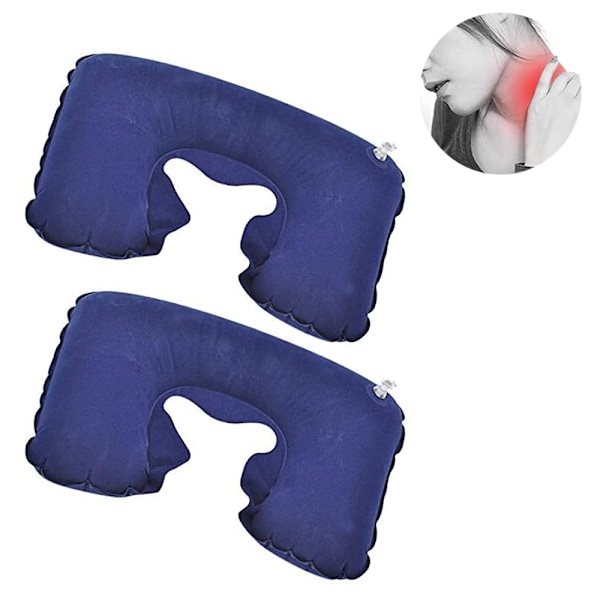 2-pack U-formad bärbar uppblåsbar resekudde