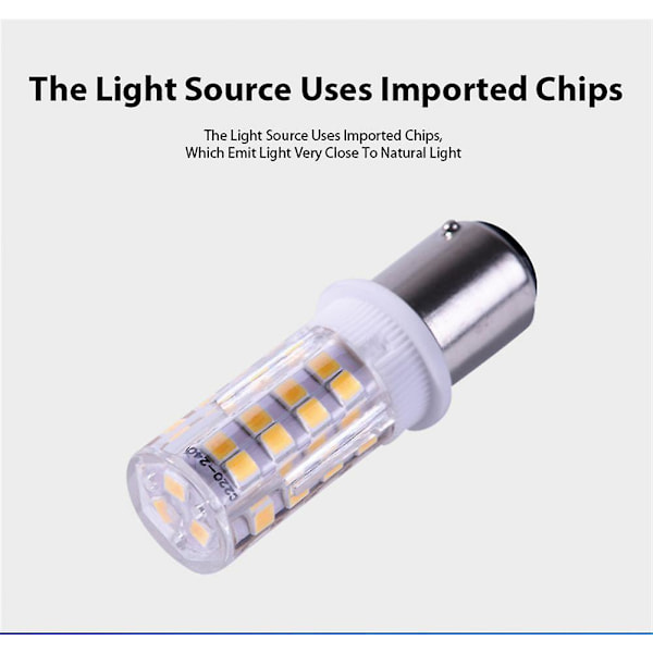 Ba15d dobbelt stik bajonet base LED majslampe LED pære 220V til symaskine Pfaff, Singer, Privilege, Bernina osv.