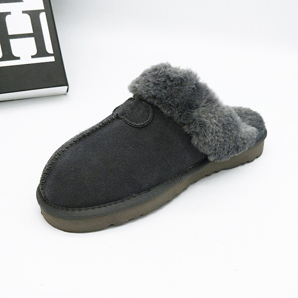 Plush Bomullsstofflor Dam Vinter Halkfria Varma Tofflor Svart black 38-39