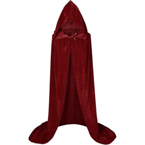 1 Vuxen Huvud Kap, Cosplay Kostym Sammet Robe, Kap Häxa Trollkarl Kappa Röd Red Large(120-140cm)