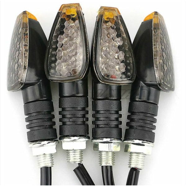 4 stk/sett Universal Motorsykkel LED Blinklys Lang Kort Bl