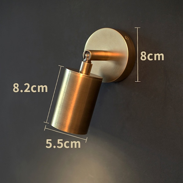 Helt kobber væglampe soveværelse natbord enkel mini roterbar
