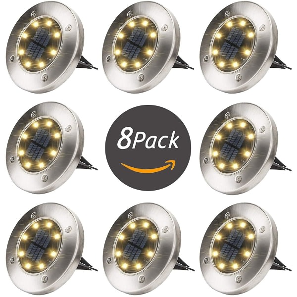 Solcellslampor för utomhus 8 led, sol trädgårdsgolvlampa, utomhusgolvlampa trädgårdslampor Ip65 (8 varmvita)
