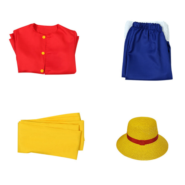 4st Luffy set Halloween animedräkt för barn vuxna Kid-L