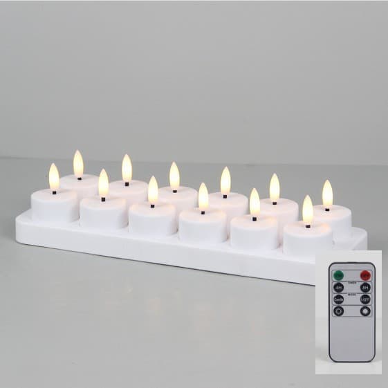 PChero Rechargeable LED Tealights 12-pack - Remote Control & Timer for Party/Decoration 12pcs with charging base-FA-