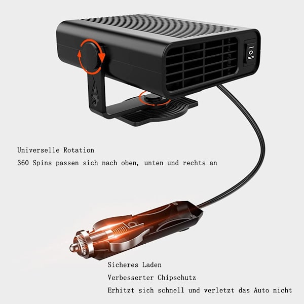 Bærbar Bilvarmer, 150W Bilvarmer Defroster, 2 i 1 KLB