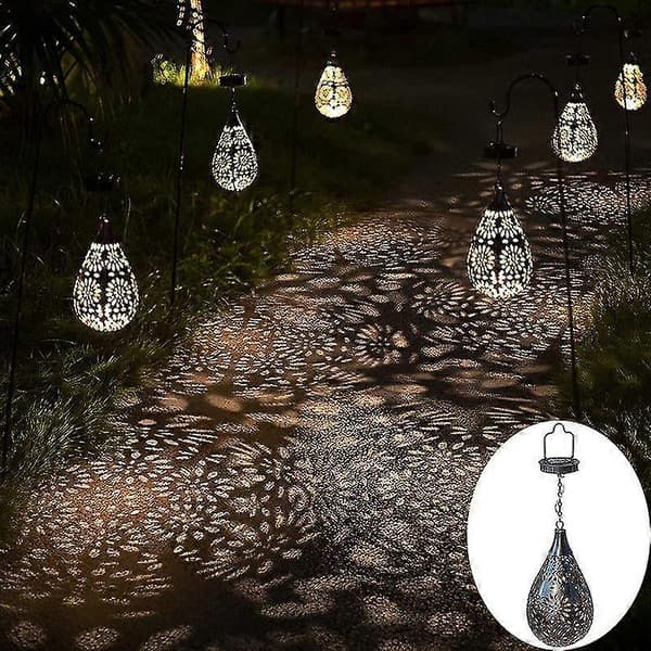 Rea Solar Powered Patio Light, Daisy Iron Hanging Lamp, Fence LED Hanging Projector Light-FA-
