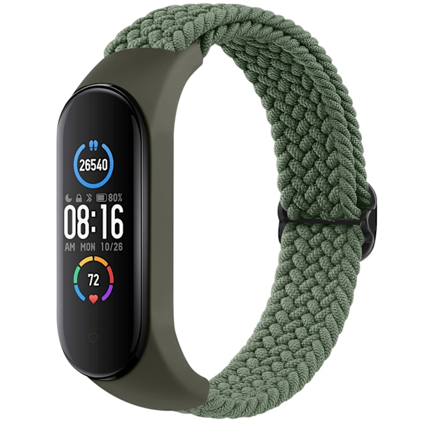 Flätat klockband för Xiaomi Mi Band 7 6 5 4 3 Rem Elastiskt justerbart armband för Amazfit Band 5 Band Ersättningsarmband grön green For Xiaomi Mi Band 5