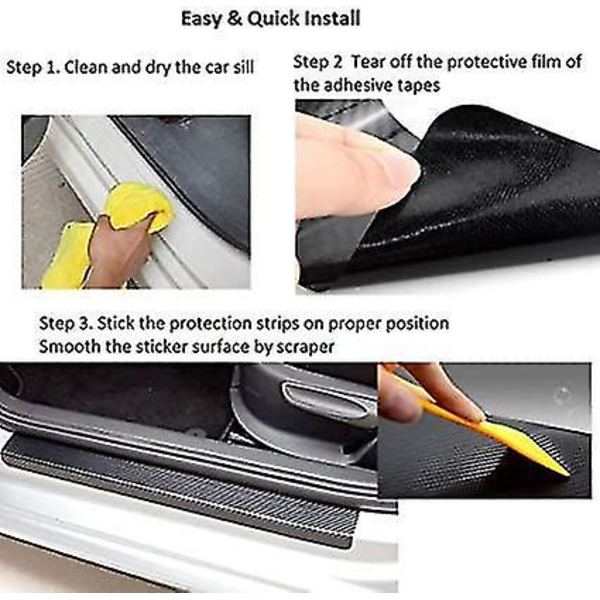 Bildør terskel klistremerke 4 stk 3D karbonfiber lastebiler Pickuper SUV