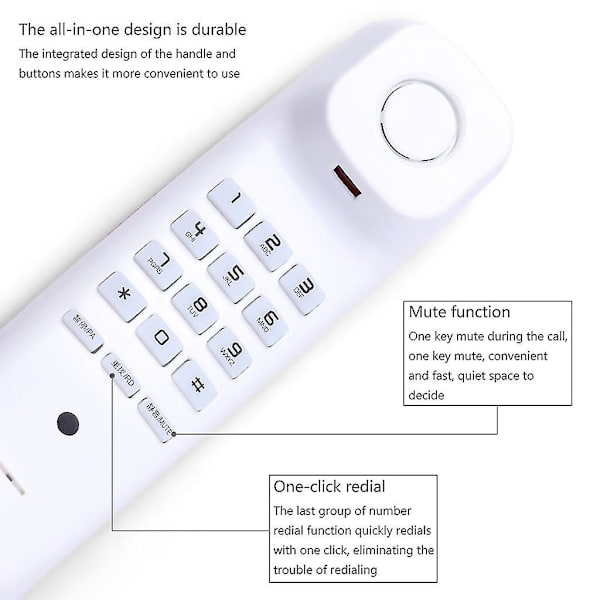 A061 Klassisk väggmonterad telefon Brusreducerande för hem och kontor (DPD) White