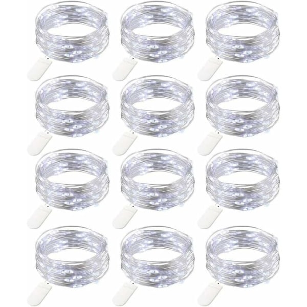 12 kpl Mini LED-paristokäyttöisiä valosarjoja, 20 LED kuparilankavaloa