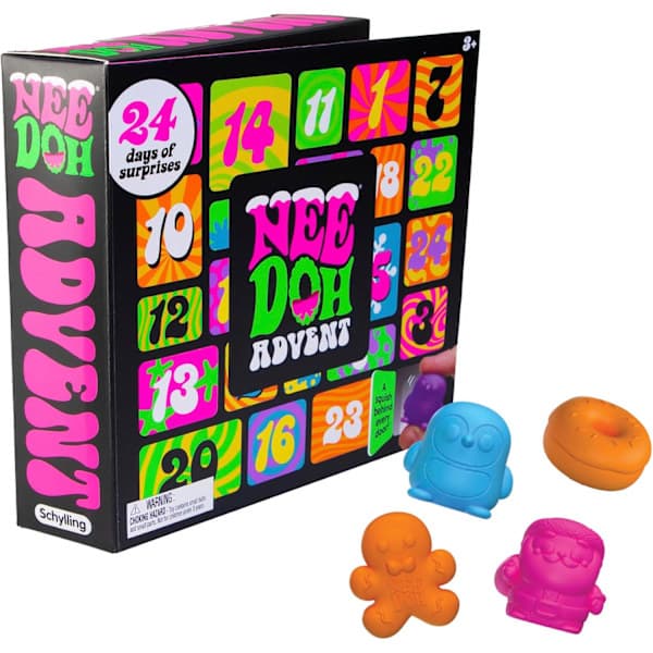 Schylling NeeDoh Squishmas Adventskalender - 24 Mini Squishies - Nedtelling til Jul
