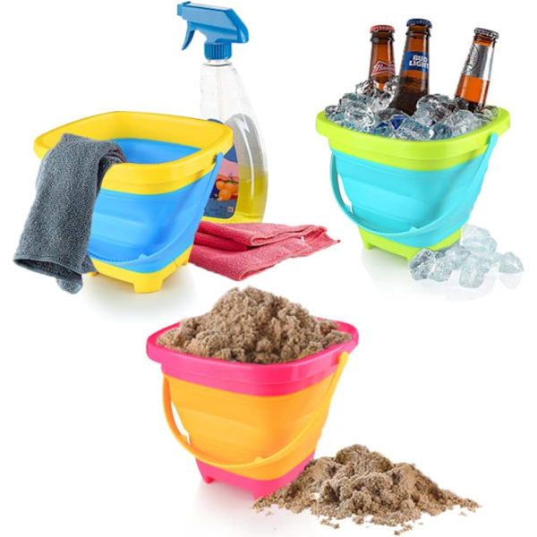 3-pack hopfällbar hink, för barn strand lek camping vatten och mat