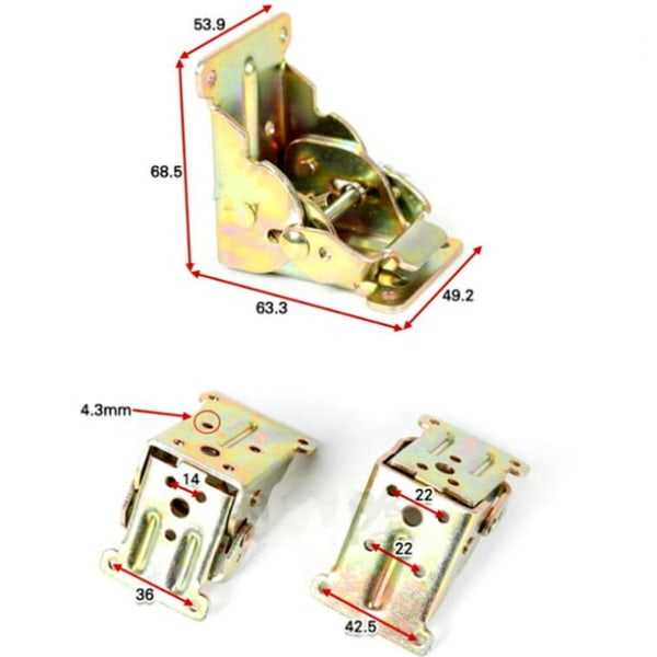 Bordsben Fællede hængsler 90 grader Selvlåsende sammenklappelige usynlige beslag til bordsben, sengsben, arbejdsbænk