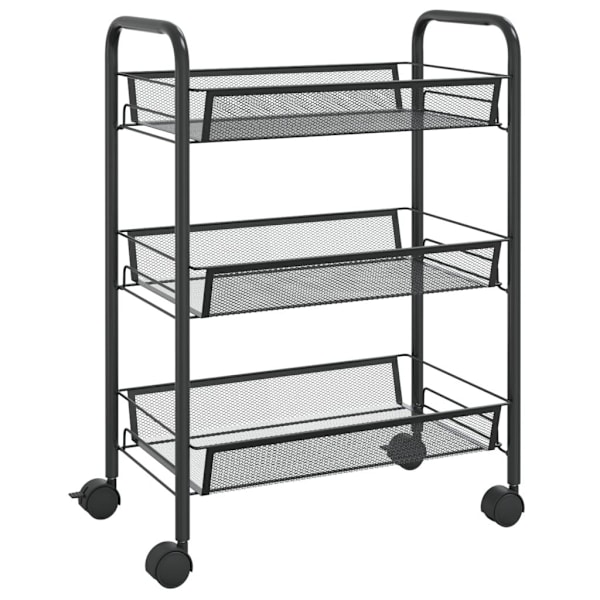 vidaXL Rullebord 3 Hylder Sort 46x26x64 cm Jern black 2200