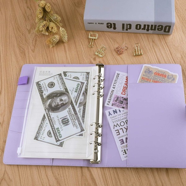 Läder A5 Ringpärm Planner Notebook Planner med magnetlås (inre papper ingår ej) - Lila Purple