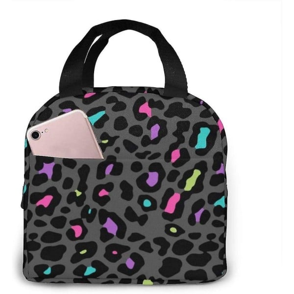 Pojkar Flickor Isolerad Neopren Lunchväska Rave Style Leopard Print Tote Handväska Lunchlåda Mat Behållare Kylare Varm påse För skolarbete Kontor