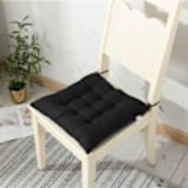 4-delt myke stolputer, stolputer med bånd, stolputer for hageterrasse kjøkken spisestue (40x40cm) svart-XM4-