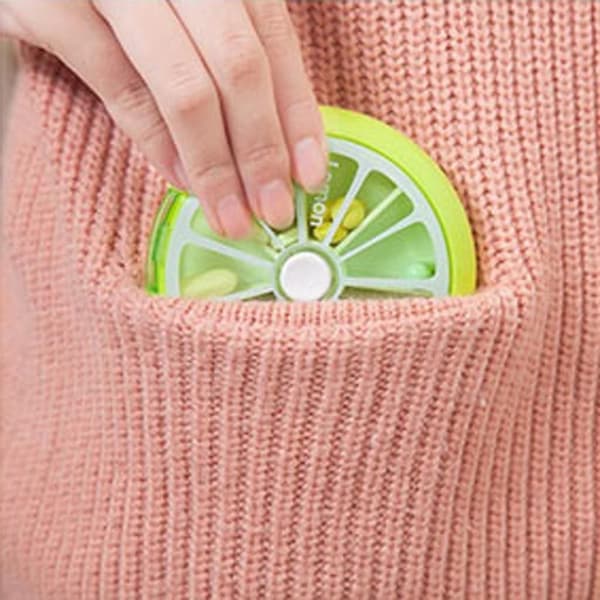 Pilleboks Vitaminer Medisin Tablett Organizer Etui Rund Medisinboks-FA-