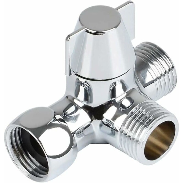 Solid Messing 3-vejsventil, 3-vejs afledningsventil, 3-vejs bruserventil, G1/2\" T-adapterventil, til bruser, håndbruser og afledningsbruser