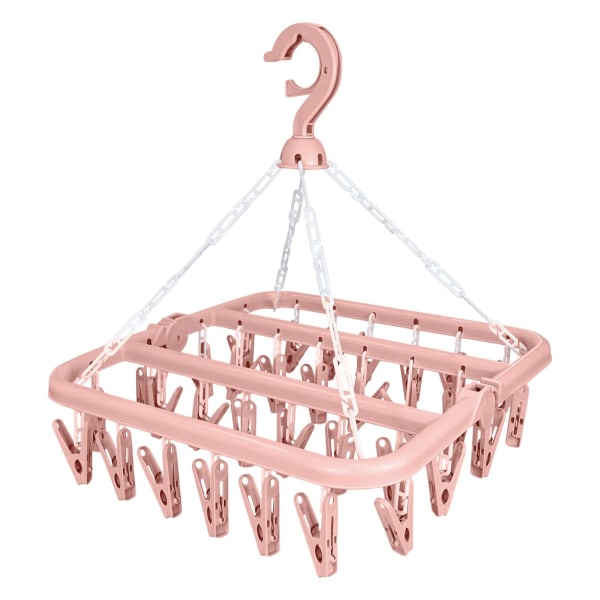 Drying Rack with 32 Clips and Drip Collapsible Hanging Sock Rack